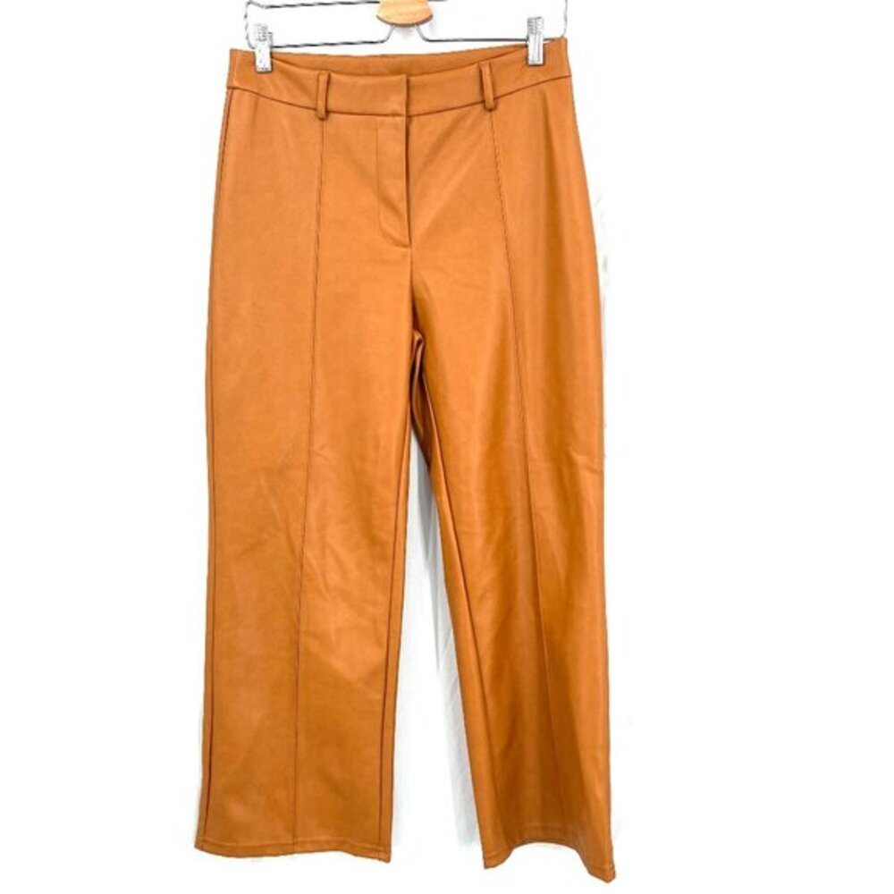 7 for all Mankind 7FAMK high rise wide leg vegan faux leather crop pants boho M